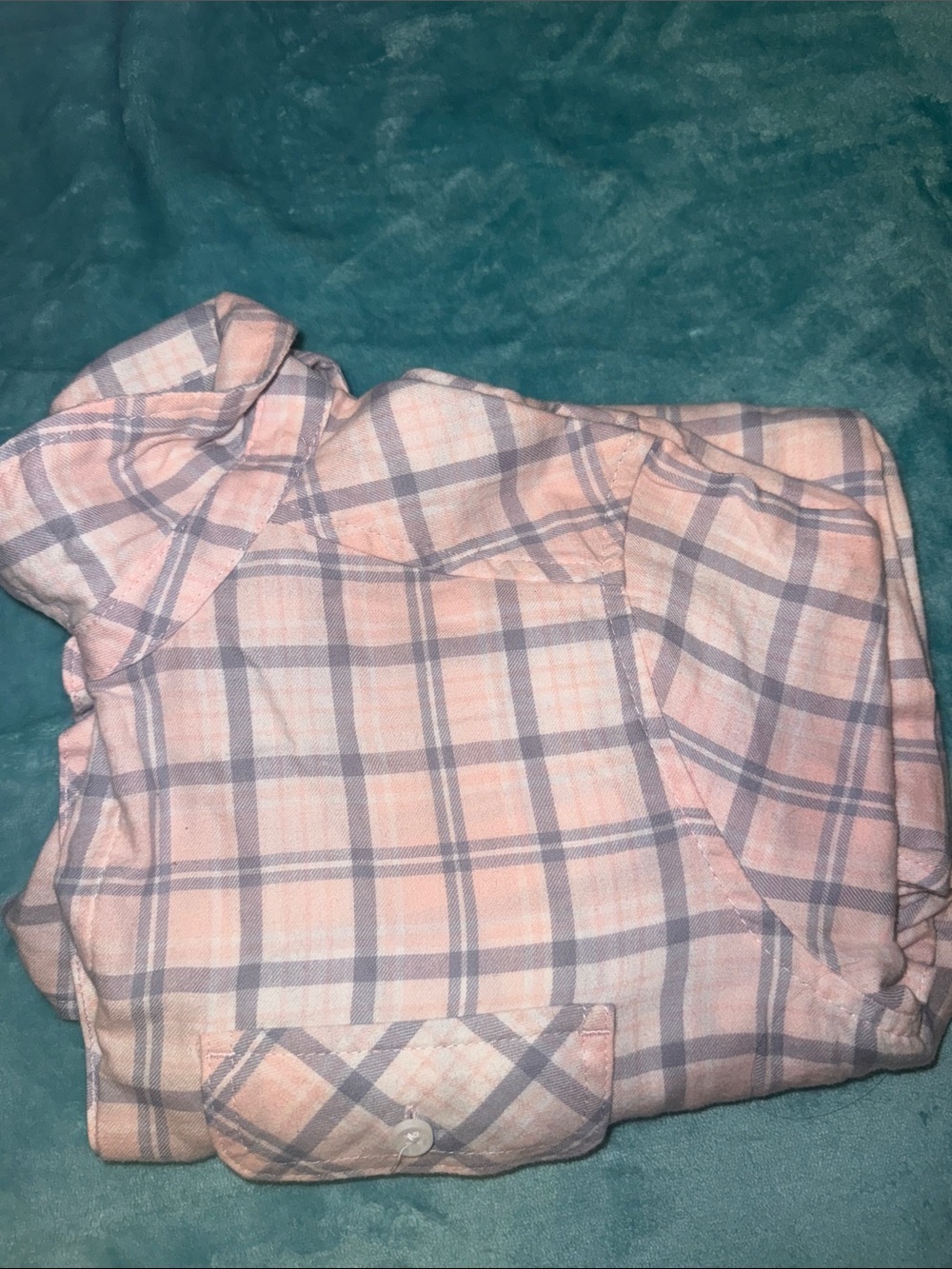 Croft & Barrow Pastel Pink and Gray Plaid Button-Down Shirt